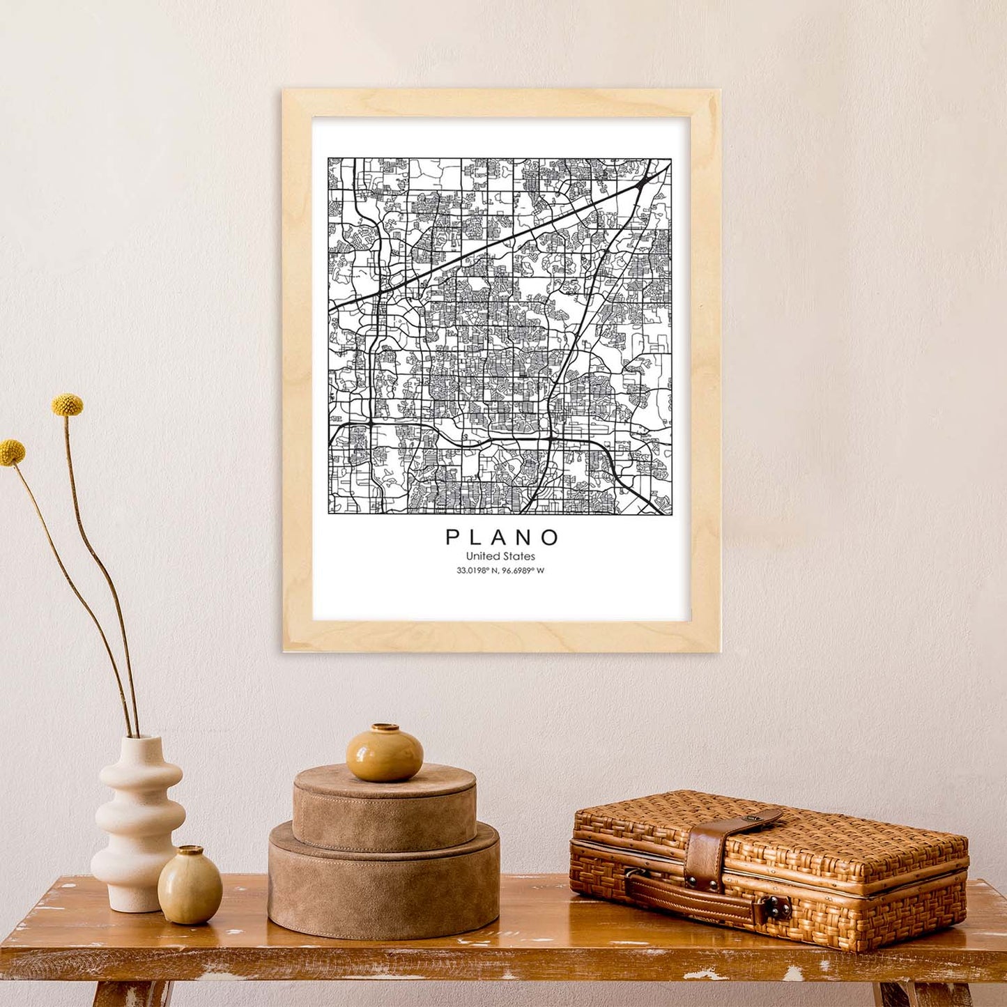 Poster con mapa de Plano. Lámina de Estados Unidos, con imágenes de mapas y carreteras-Artwork-Nacnic-Nacnic Estudio SL