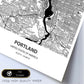 Poster con mapa de Portland - USA. Láminas de ciudades de Estados Unidos con mares y ríos en color negro.-Artwork-Nacnic-Nacnic Estudio SL