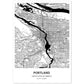 Poster con mapa de Portland - USA. Láminas de ciudades de Estados Unidos con mares y ríos en color negro.-Artwork-Nacnic-A4-Sin marco-Nacnic Estudio SL