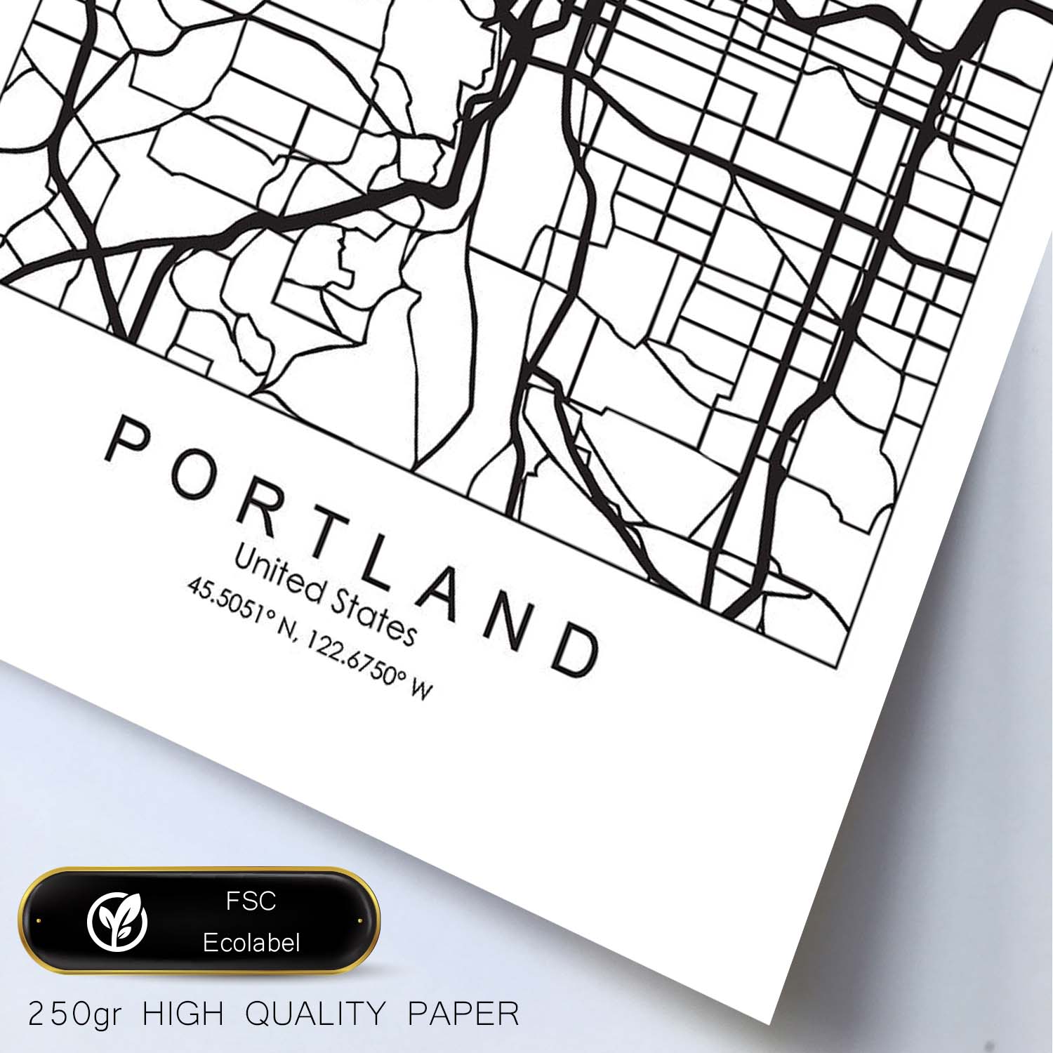 Poster con mapa de Portland. Lámina de Estados Unidos, con imágenes de mapas y carreteras-Artwork-Nacnic-Nacnic Estudio SL