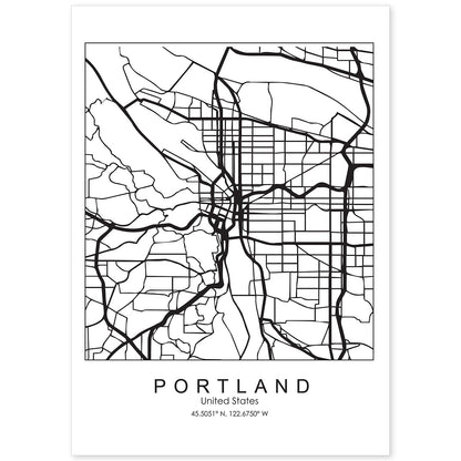 Poster con mapa de Portland. Lámina de Estados Unidos, con imágenes de mapas y carreteras-Artwork-Nacnic-A4-Sin marco-Nacnic Estudio SL