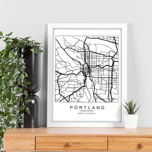 Poster con mapa de Portland. Lámina de Estados Unidos, con imágenes de mapas y carreteras-Artwork-Nacnic-Nacnic Estudio SL