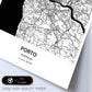 Poster con mapa de Porto - Portugal. Láminas de ciudades de España con mares y ríos en color negro.-Artwork-Nacnic-Nacnic Estudio SL