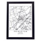 Poster con mapa de Princeton. Lámina de Estados Unidos, con imágenes de mapas y carreteras-Artwork-Nacnic-A4-Marco Negro-Nacnic Estudio SL