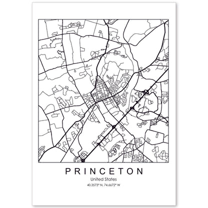 Poster con mapa de Princeton. Lámina de Estados Unidos, con imágenes de mapas y carreteras-Artwork-Nacnic-A4-Sin marco-Nacnic Estudio SL
