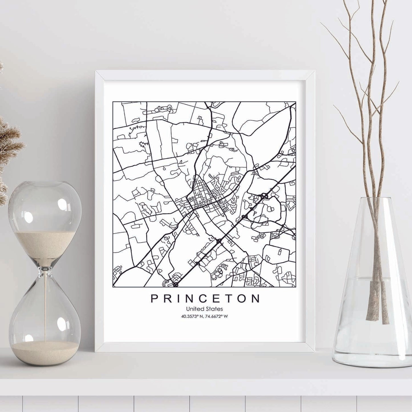 Poster con mapa de Princeton. Lámina de Estados Unidos, con imágenes de mapas y carreteras-Artwork-Nacnic-Nacnic Estudio SL