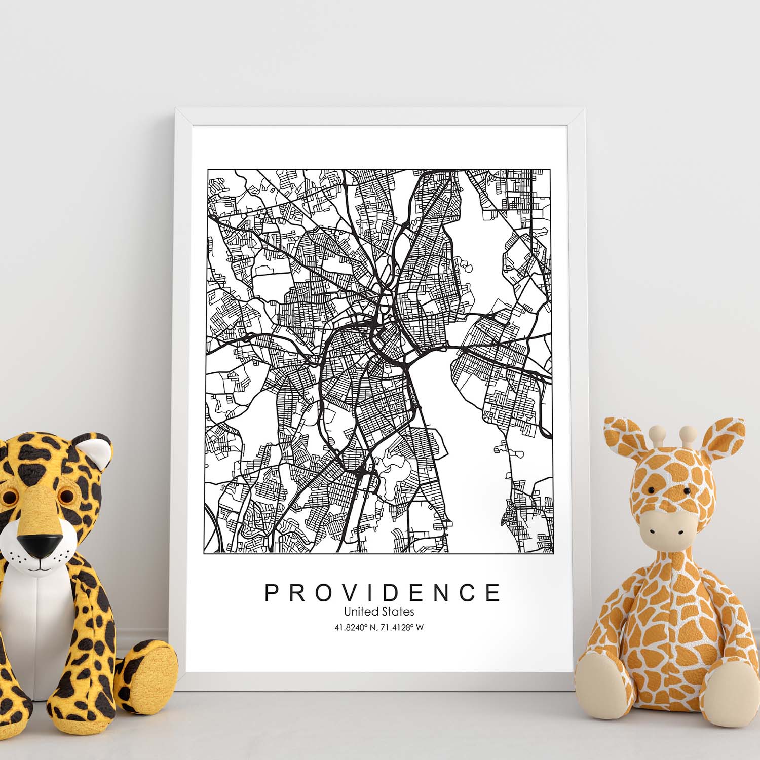 Poster con mapa de Providence. Lámina de Estados Unidos, con imágenes de mapas y carreteras-Artwork-Nacnic-Nacnic Estudio SL