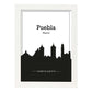 Poster con mapa de Puebla - Mexico. Láminas con Skyline de ciudades de Estados Unidos, Canada, Mexico con sombra negra.-Artwork-Nacnic-A3-Marco Blanco-Nacnic Estudio SL