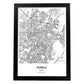 Poster con mapa de Puebla - Mexico. Láminas de ciudades de Latinoamérica con mares y ríos en color negro.-Artwork-Nacnic-A3-Marco Negro-Nacnic Estudio SL