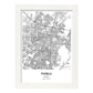 Poster con mapa de Puebla - Mexico. Láminas de ciudades de Latinoamérica con mares y ríos en color negro.-Artwork-Nacnic-A4-Marco Blanco-Nacnic Estudio SL