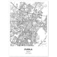 Poster con mapa de Puebla - Mexico. Láminas de ciudades de Latinoamérica con mares y ríos en color negro.-Artwork-Nacnic-A4-Sin marco-Nacnic Estudio SL