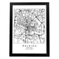 Poster con mapa de Raleigh. Lámina de Estados Unidos, con imágenes de mapas y carreteras-Artwork-Nacnic-A4-Marco Negro-Nacnic Estudio SL