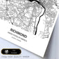 Poster con mapa de Richmond - USA. Láminas de ciudades de Estados Unidos con mares y ríos en color negro.-Artwork-Nacnic-Nacnic Estudio SL