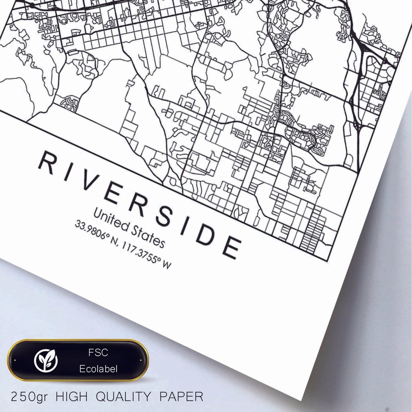 Poster con mapa de Riverside. Lámina de Estados Unidos, con imágenes de mapas y carreteras-Artwork-Nacnic-Nacnic Estudio SL