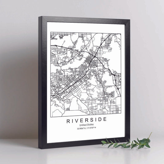 Poster con mapa de Riverside. Lámina de Estados Unidos, con imágenes de mapas y carreteras-Artwork-Nacnic-Nacnic Estudio SL