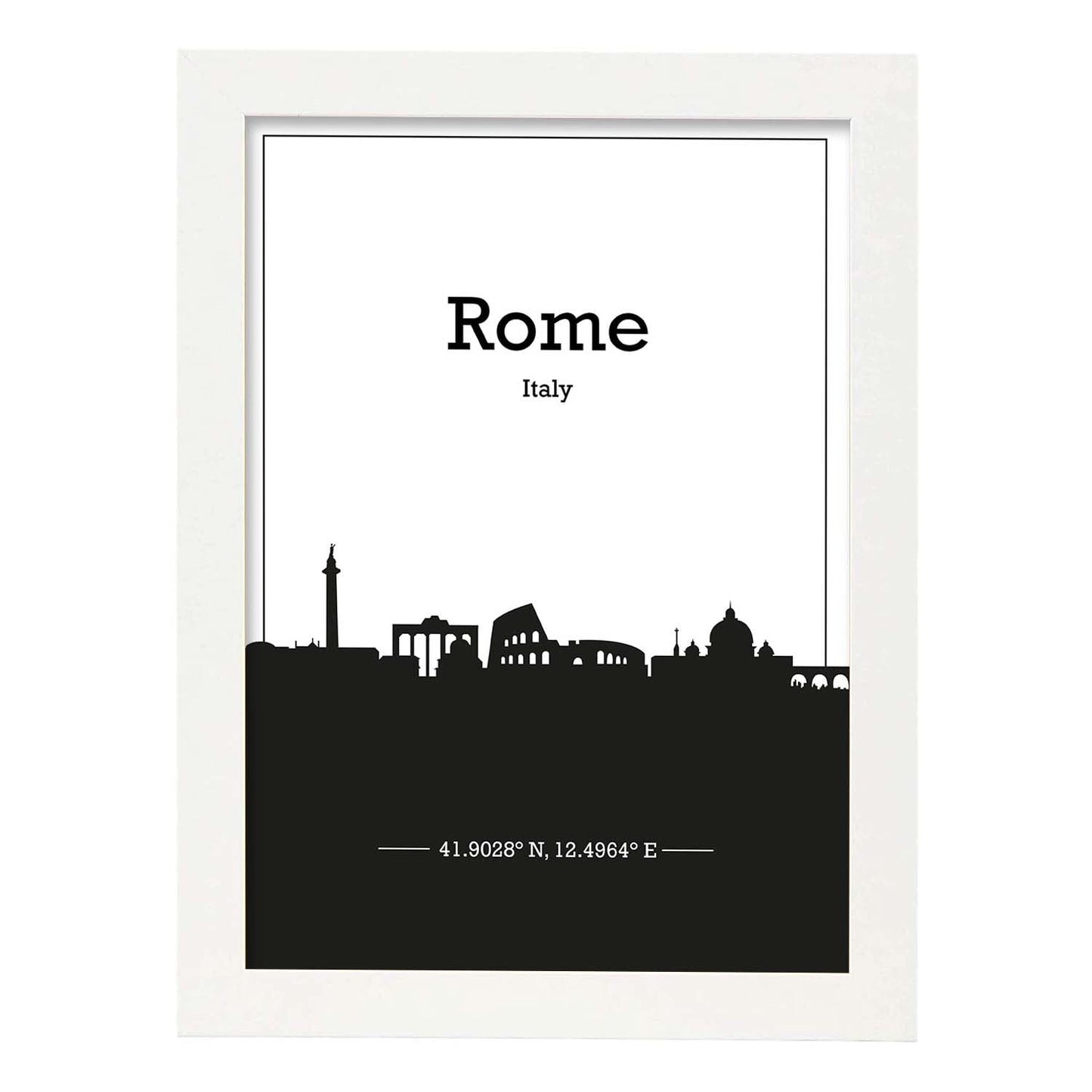Poster con mapa de Rome - Italia. Láminas con Skyline de ciudades de Italia con sombra negra.-Artwork-Nacnic-A3-Marco Blanco-Nacnic Estudio SL