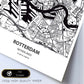 Poster con mapa de Rotterdam - Holanda. Láminas de ciudades de Holanda y Bélgica con mares y ríos en color negro.-Artwork-Nacnic-Nacnic Estudio SL