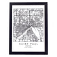 Poster con mapa de Saint Paul. Lámina de Estados Unidos, con imágenes de mapas y carreteras-Artwork-Nacnic-A3-Marco Negro-Nacnic Estudio SL