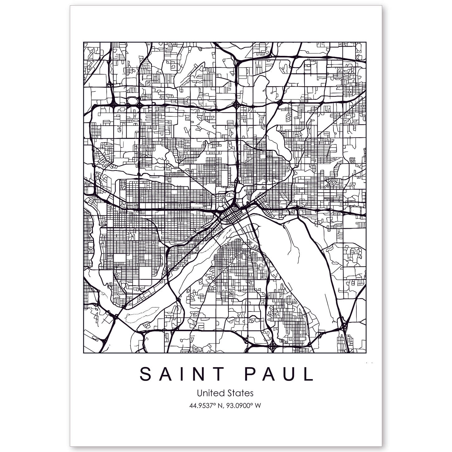 Poster con mapa de Saint Paul. Lámina de Estados Unidos, con imágenes de mapas y carreteras-Artwork-Nacnic-A4-Sin marco-Nacnic Estudio SL