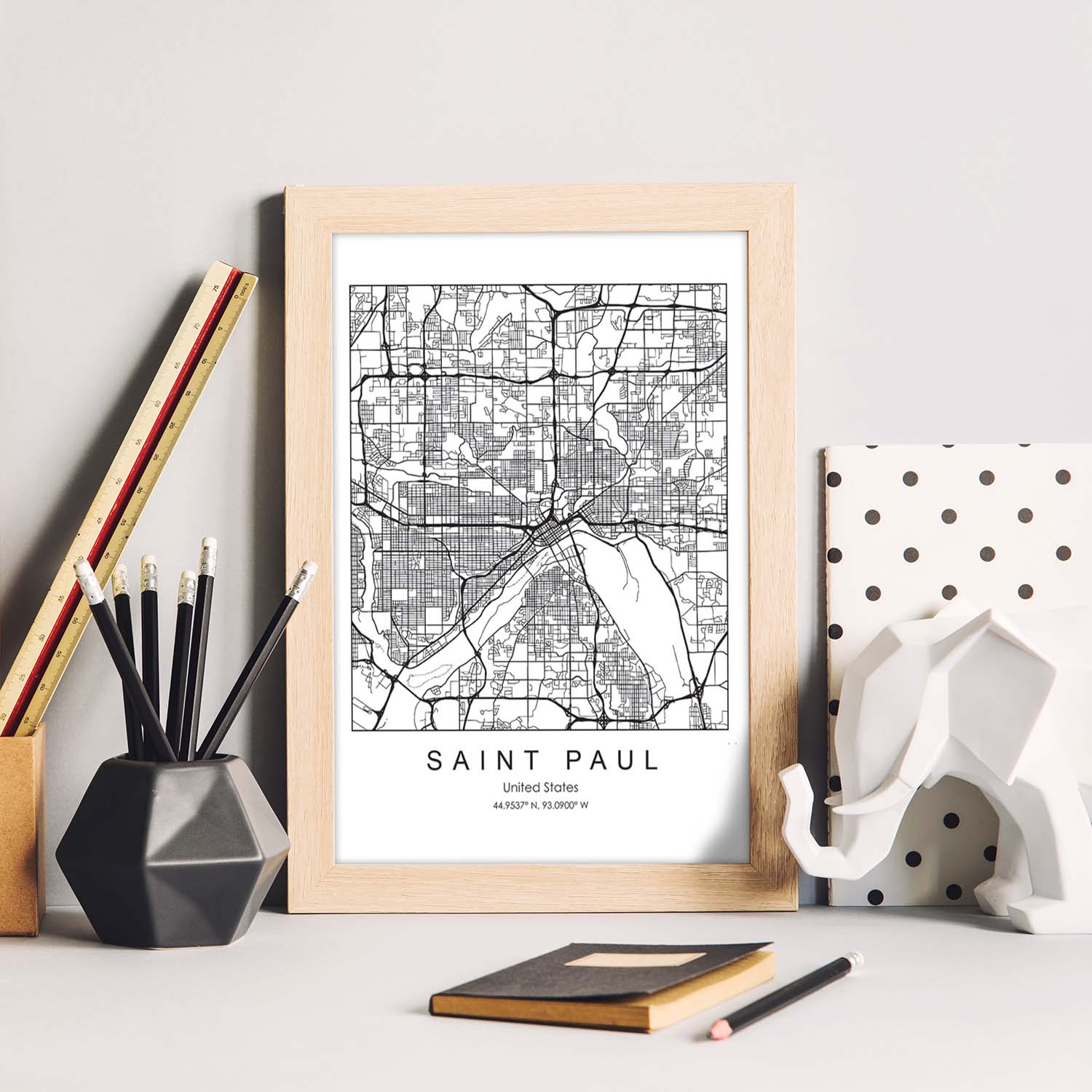 Poster con mapa de Saint Paul. Lámina de Estados Unidos, con imágenes de mapas y carreteras-Artwork-Nacnic-Nacnic Estudio SL