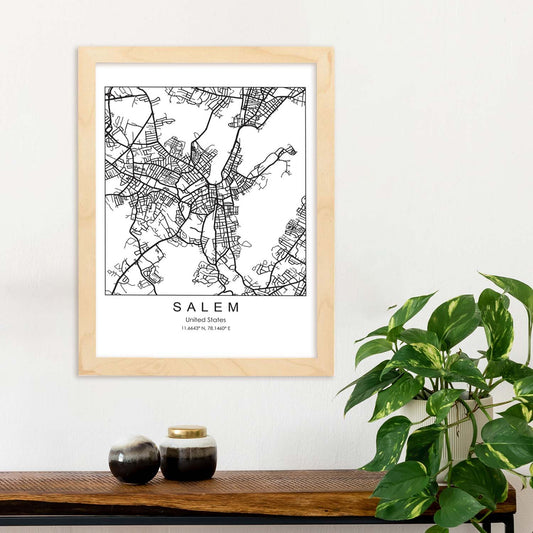 Poster con mapa de Salem. Lámina de Estados Unidos, con imágenes de mapas y carreteras-Artwork-Nacnic-Nacnic Estudio SL