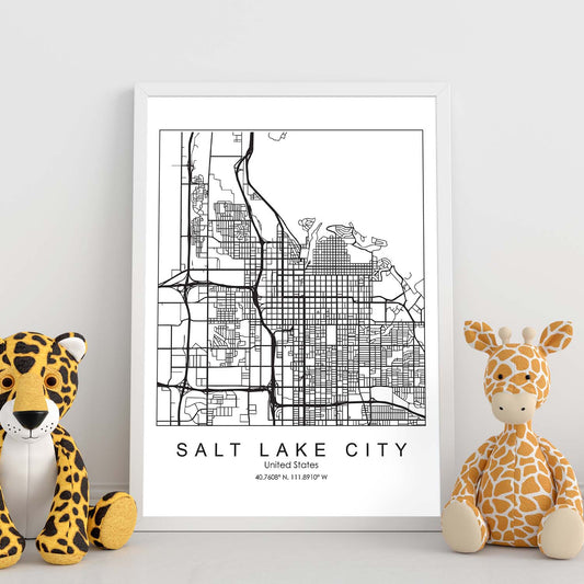 Poster con mapa de Salt Lake. Lámina de Estados Unidos, con imágenes de mapas y carreteras-Artwork-Nacnic-Nacnic Estudio SL