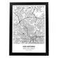 Poster con mapa de San Antonio - USA. Láminas de ciudades de Estados Unidos con mares y ríos en color negro.-Artwork-Nacnic-A3-Marco Negro-Nacnic Estudio SL
