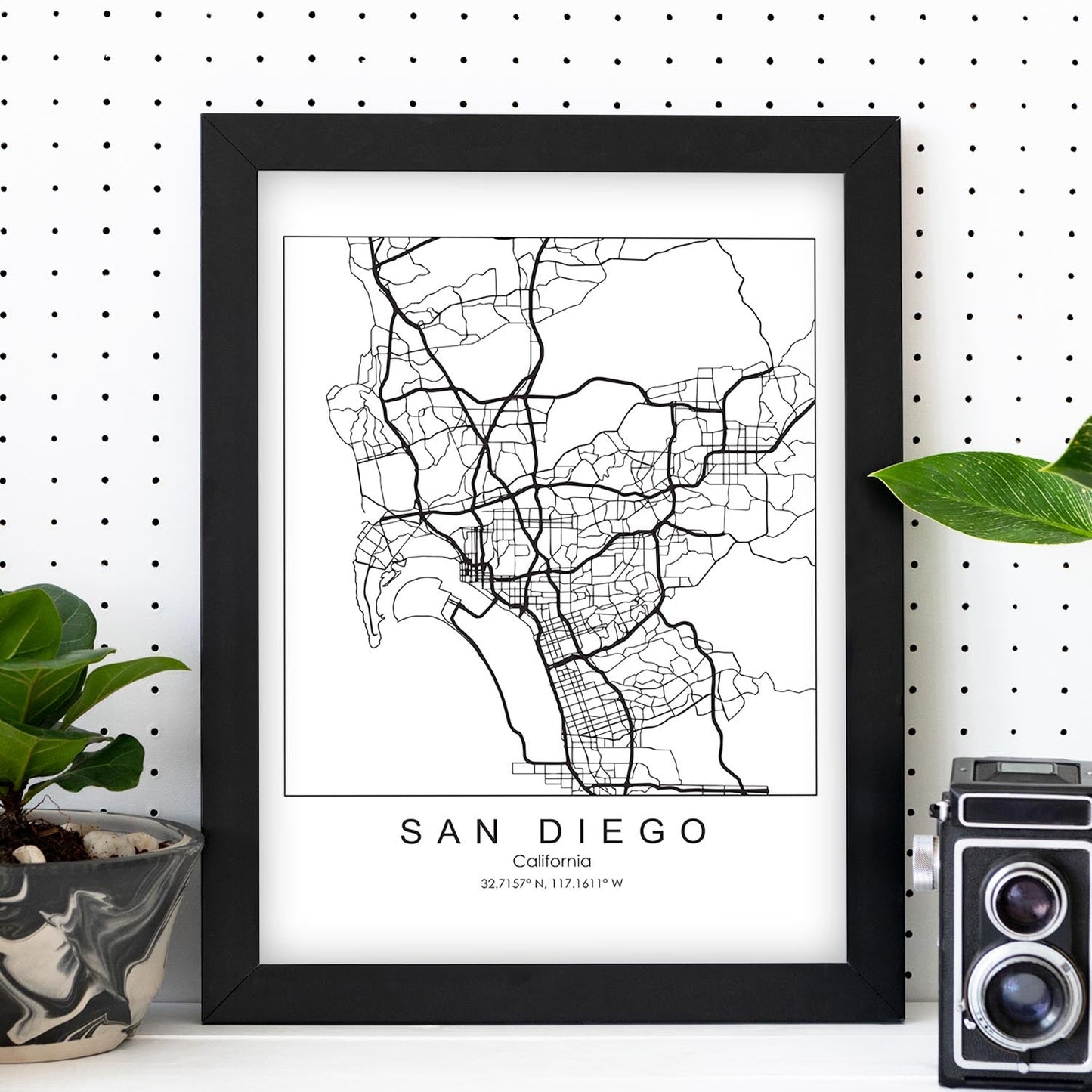Poster con mapa de San Diego. Lámina de Estados Unidos, con imágenes de mapas y carreteras-Artwork-Nacnic-Nacnic Estudio SL