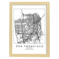 Poster con mapa de San Francisco. Lámina de Estados Unidos, con imágenes de mapas y carreteras-Artwork-Nacnic-A4-Marco Madera clara-Nacnic Estudio SL
