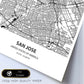 Poster con mapa de San Jose - USA. Láminas de ciudades de Estados Unidos con mares y ríos en color negro.-Artwork-Nacnic-Nacnic Estudio SL
