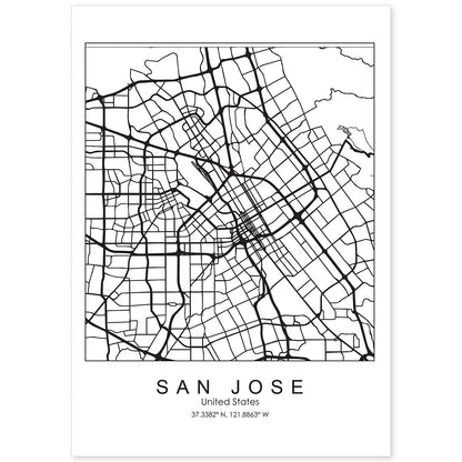 Poster con mapa de San Jose. Lámina de Estados Unidos, con imágenes de mapas y carreteras-Artwork-Nacnic-A4-Sin marco-Nacnic Estudio SL