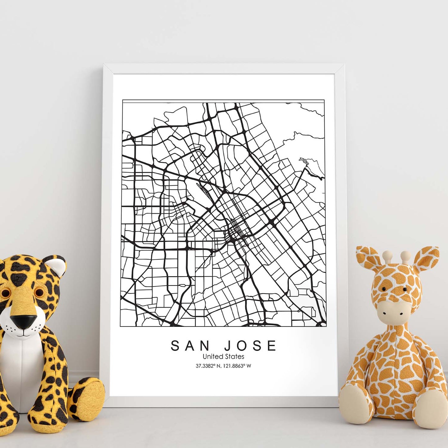 Poster con mapa de San Jose. Lámina de Estados Unidos, con imágenes de mapas y carreteras-Artwork-Nacnic-Nacnic Estudio SL