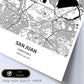 Poster con mapa de San Juan - Puerto Rico. Láminas de ciudades de Latinoamérica con mares y ríos en color negro.-Artwork-Nacnic-Nacnic Estudio SL