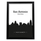 Poster con mapa de Sanantonio - USA. Láminas con Skyline de ciudades de Estados Unidos, Canada, Mexico con sombra negra.-Artwork-Nacnic-A4-Marco Negro-Nacnic Estudio SL