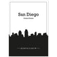 Poster con mapa de Sandiego - USA. Láminas con Skyline de ciudades de Estados Unidos, Canada, Mexico con sombra negra.-Artwork-Nacnic-A4-Sin marco-Nacnic Estudio SL