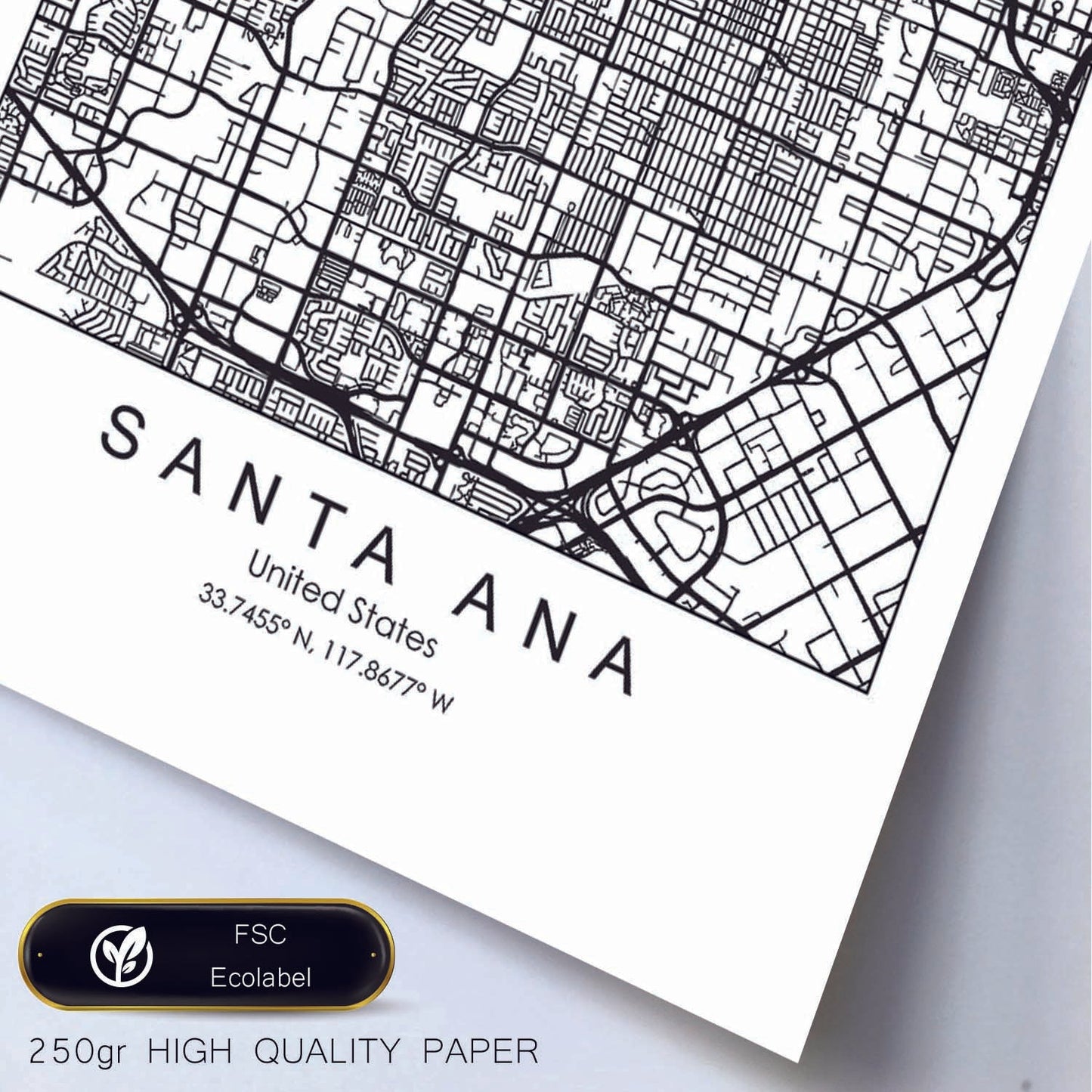 Poster con mapa de Santa Ana. Lámina de Estados Unidos, con imágenes de mapas y carreteras-Artwork-Nacnic-Nacnic Estudio SL