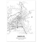 Poster con mapa de Santa Fe - USA. Láminas de ciudades de Estados Unidos con mares y ríos en color negro.-Artwork-Nacnic-A4-Sin marco-Nacnic Estudio SL