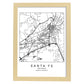 Poster con mapa de Santa Fe. Lámina de Estados Unidos, con imágenes de mapas y carreteras-Artwork-Nacnic-A3-Marco Madera clara-Nacnic Estudio SL