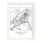 Poster con mapa de Santa Fe. Lámina de Estados Unidos, con imágenes de mapas y carreteras-Artwork-Nacnic-A4-Marco Blanco-Nacnic Estudio SL