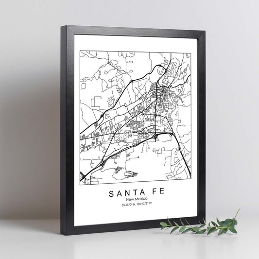 Poster con mapa de Santa Fe. Lámina de Estados Unidos, con imágenes de mapas y carreteras-Artwork-Nacnic-Nacnic Estudio SL