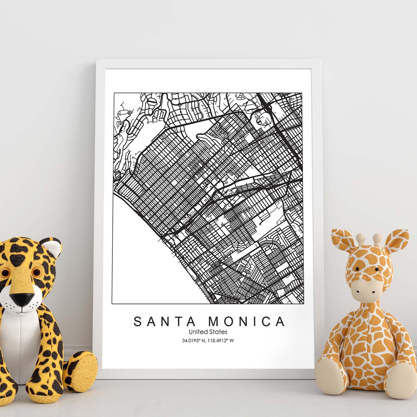Poster con mapa de Santa Monica. Lámina de Estados Unidos, con imágenes de mapas y carreteras-Artwork-Nacnic-Nacnic Estudio SL