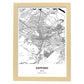 Poster con mapa de Sapporo - Japon. Láminas de ciudades de Asia con mares y ríos en color negro.-Artwork-Nacnic-A4-Marco Madera clara-Nacnic Estudio SL