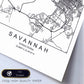 Poster con mapa de Savannah. Lámina de Estados Unidos, con imágenes de mapas y carreteras-Artwork-Nacnic-Nacnic Estudio SL