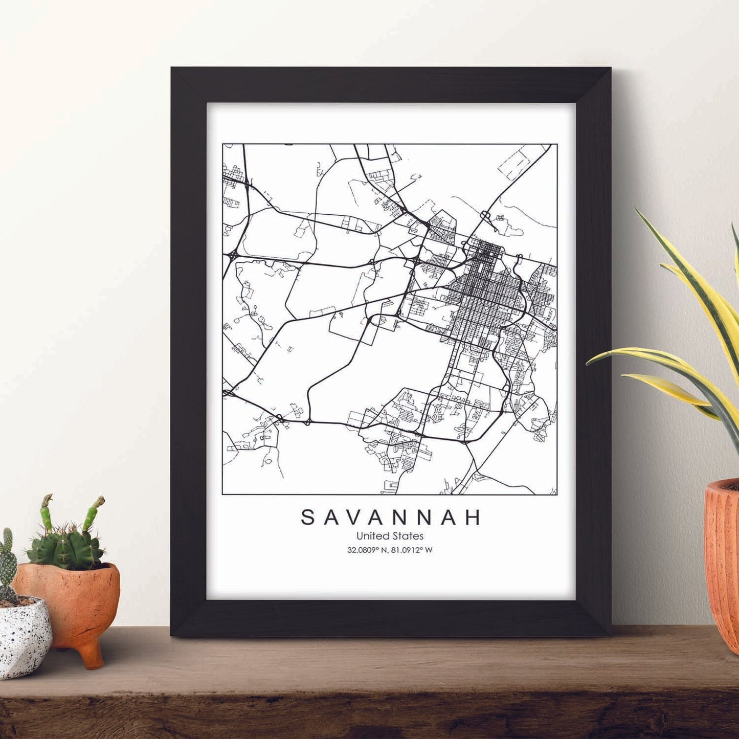 Poster con mapa de Savannah. Lámina de Estados Unidos, con imágenes de mapas y carreteras-Artwork-Nacnic-Nacnic Estudio SL