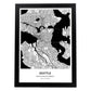 Poster con mapa de Seatle - USA. Láminas de ciudades de Estados Unidos con mares y ríos en color negro.-Artwork-Nacnic-A4-Marco Negro-Nacnic Estudio SL