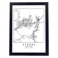 Poster con mapa de Sedona. Lámina de Estados Unidos, con imágenes de mapas y carreteras-Artwork-Nacnic-A4-Marco Negro-Nacnic Estudio SL