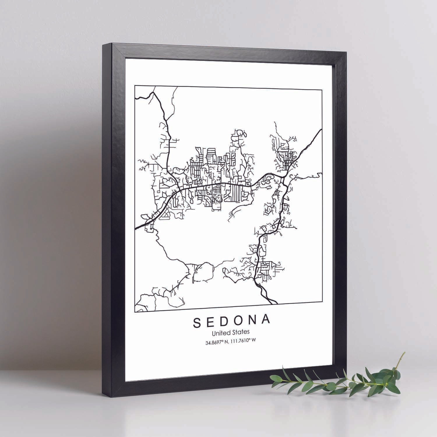 Poster con mapa de Sedona. Lámina de Estados Unidos, con imágenes de mapas y carreteras-Artwork-Nacnic-Nacnic Estudio SL