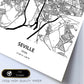 Poster con mapa de Seville - España. Láminas de ciudades de España con mares y ríos en color negro.-Artwork-Nacnic-Nacnic Estudio SL