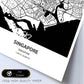 Poster con mapa de Singapur - Singapur. Láminas de ciudades de Asia con mares y ríos en color negro.-Artwork-Nacnic-Nacnic Estudio SL