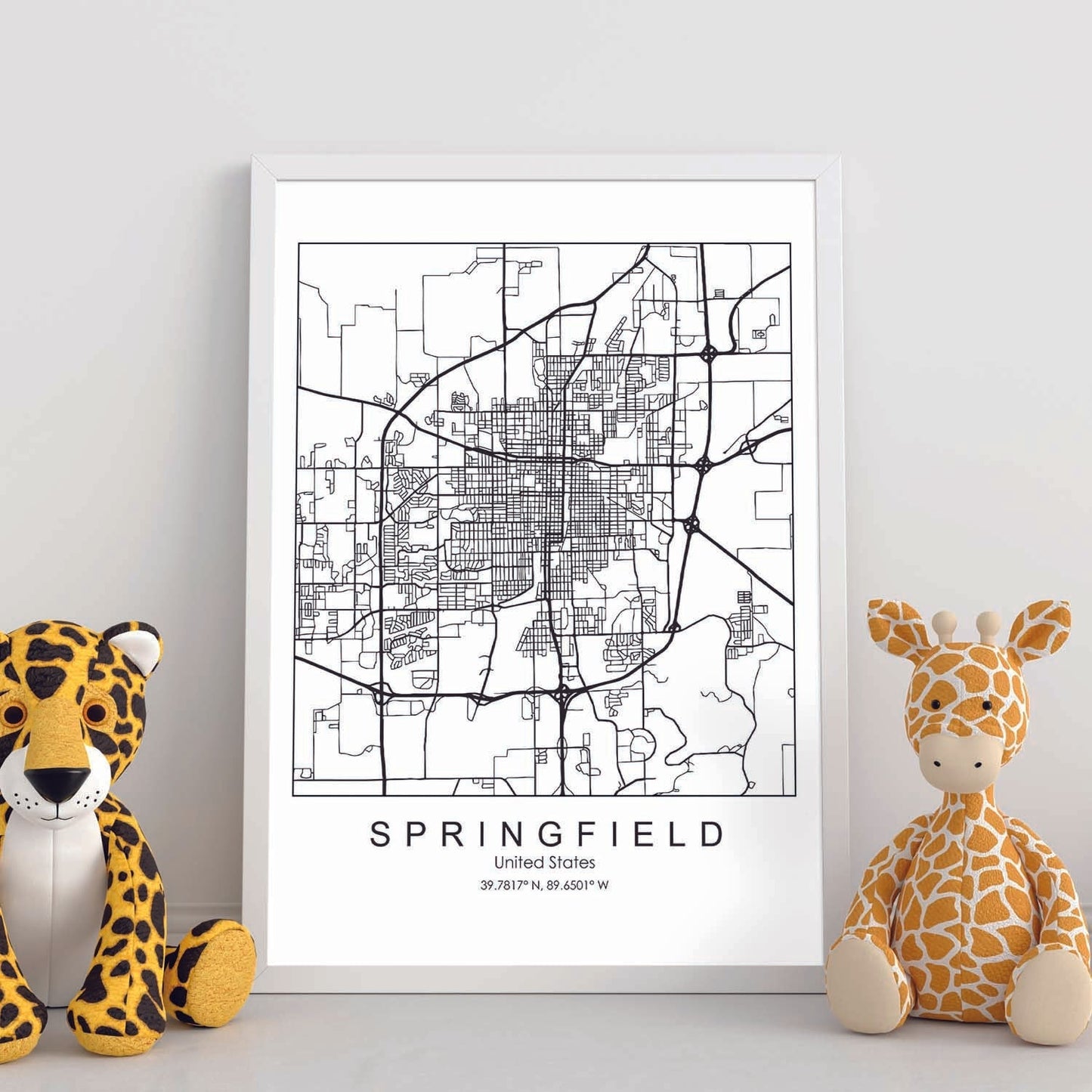 Poster con mapa de Springfield. Lámina de Estados Unidos, con imágenes de mapas y carreteras-Artwork-Nacnic-Nacnic Estudio SL